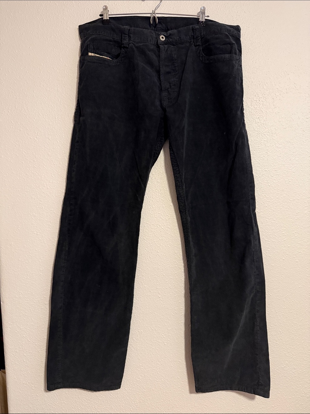 Diesel Men Black Corduroy Jeans